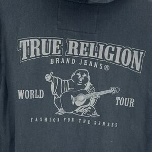 True Religion Unisex Buddha Big Logo Black Hoodie World Tour Back Graphic Size M